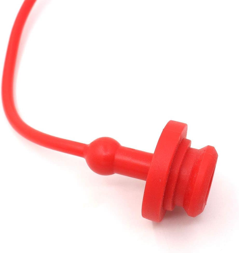 Image of Hydraulic Coupler Dust Cap Plug Set 1 /2 ISO-B 5675 AG,CEKER Hydraulic Dust Covers Male Female Quick Connects Fittings,Red Caps with Retention Ring Keeps Cap Attached to Hose 1Pack