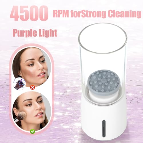 Electric Makeup Brush Cleaner, Automatic Cleaning Tool, IP65 Waterproof Auto Makeup Brush Cleaner, Suitable for Cleaning Makeup Sponges and Brushes - Thumbnail 2