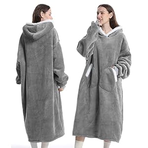 TOWINGO Sudadera con Capucha, 1200g Sudadera Polar Batamanta Mujer Invierno, Grueso Hoodie Bata Manta con de Gran Tamaño, Talla Única