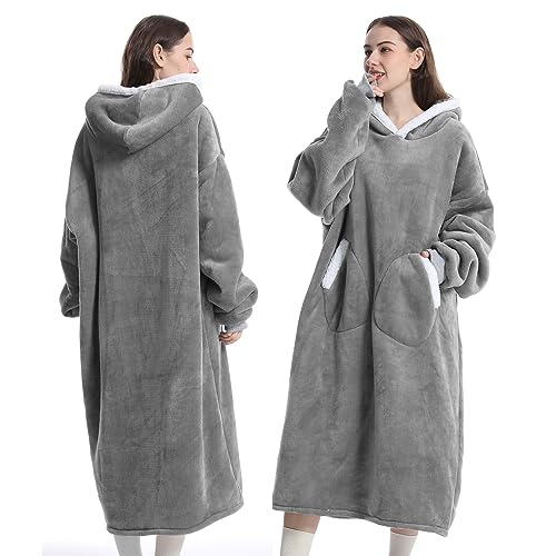 Camisola com capuz, 1200 g camisola polar manta mulher inverno, grosso Hoodie roupão cobertor com tamanho grande, tamanho único