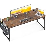 ODK Computer Desk Large Office Desk, 63 Inch Writing Desk with Storage, Modern PC Desk Work Table with Headphone Hook for Home Office, Rustic Brown