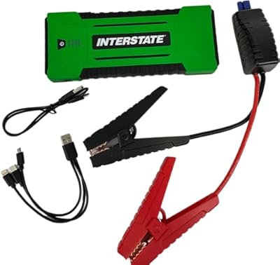 Interstate Batteries 12V Jump Starter and Charger 1200A (17,000mAH, 17Ah) Portable LED Jumpstart Battery Power Pack for 12 Volt Automotives, USB Electronics (JMP1700)