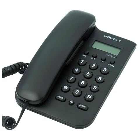 Corded Basic Landline Phone, TelPal FSK/DTMF Simple Caller ID Telephone with LCD Incoming Call Number Display, Small Desk/Wall Mountable Analog Phone for Home Office (Black) Cover