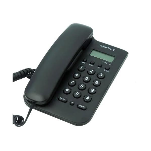Corded Basic Landline Phone, TelPal FSK/DTMF Simple Caller ID Telephone with LCD Incoming Call Number Display, Small Desk/Wall Mountable Analog Phone for Home Office (Black)