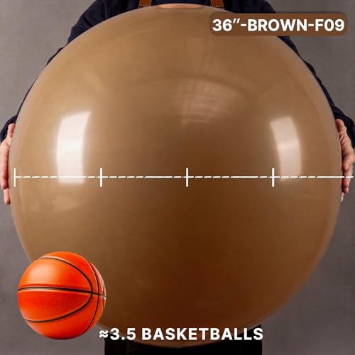 Image of PartyWoo Brown Balloons 4pcs 36 Inch Boho Neutral Coffee Tan Fall Latex Helium Balloons for Wedding Baby Shower Gender Reveal Graduation Safari Woodland Birthday Fall Party Decorations Brown-F09