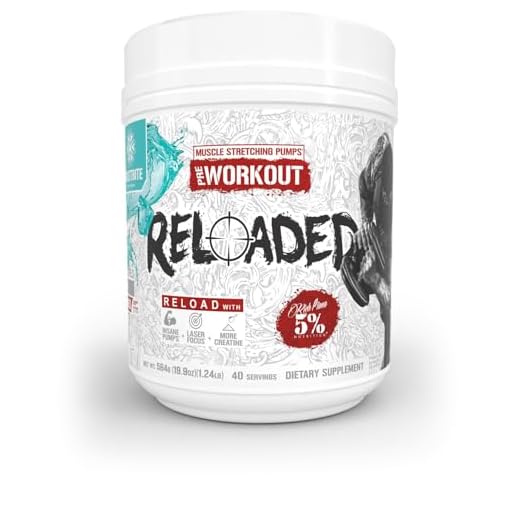 5% Nutrition Rich Piana Reloaded High Stim Pre-Workout | Ultra Energy, Focus, Pumps, Power & Endurance | Citrulline, GlycerSize, Nitrosigine, Creatine, Choline, Huperzine A (Frostbite)