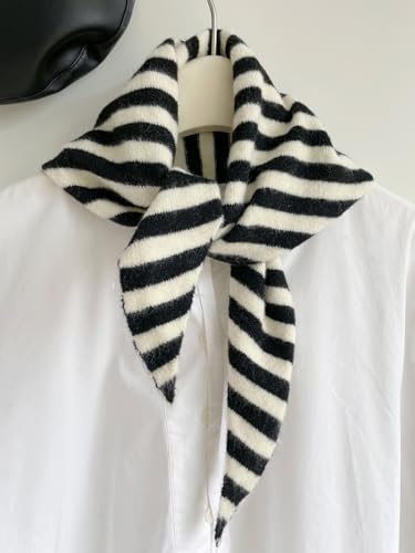 Knit Triangle Scarf for Women Stripe Head Scarf Y2k Aesthetic Accessories Cottagecore Streetwear3