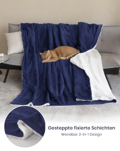 Good Nite Sherpa Kuscheldecke Flauschig 150x200cm Wolldecke Marine – Ansicht 3