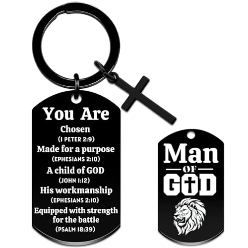 Wrpixe Christian Gifts Cross Keychain Man of God Gifts for Men Catholic Gift for Boys Baptism Religious Gift for Teens Confirmation Easter Christmas Jesus Presents Bible Verse Stuff Accessories