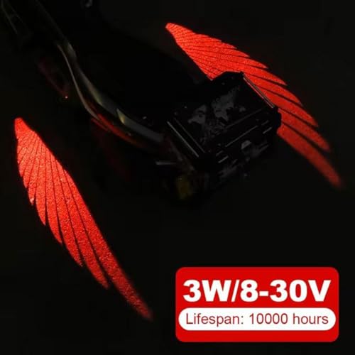 Universal Angel Wing Logo LED Projector Lights - Waterproof Motorcycle Shadow Light Accessories for Electric Vehicle Moto Lovers Gift - Thumbnail 3