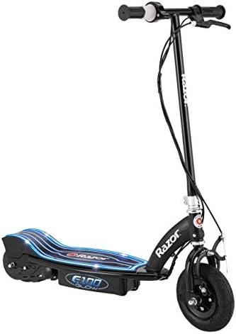 Razor E100 Electric Scooter for Kids Ages 8+ - 8" Pneumatic Front Tire, Hand-Operated Front Brake, Up to 10 mph and 40 min of Ride Time, For Riders up to 120 lbs