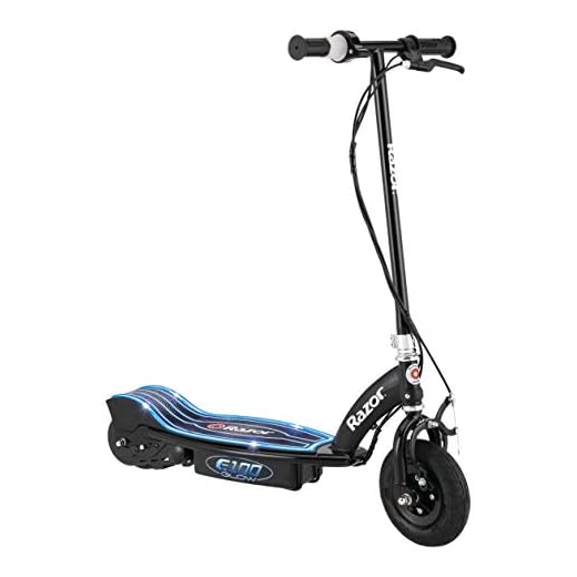 Razor E100 Electric Scooter for Kids Ages 8+ - 8" Pneumatic Front Tire, Hand-Operated Front Brake, Up to 10 mph and 40 min of Ride Time, For Riders up to 120 lbs
