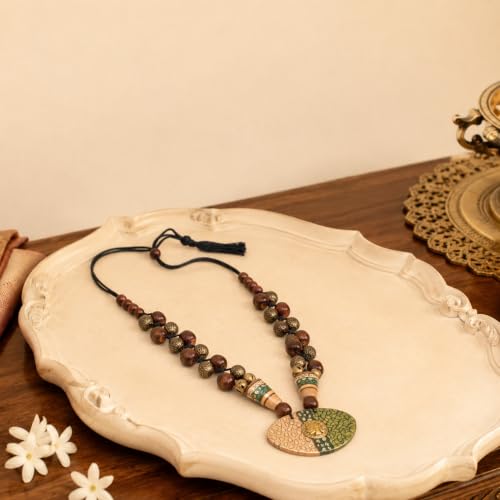 Image of Handcrafted Tribal Dhokra & Floral Charm Necklace Collection | Artisan Brass, Glass & Contemporary Statement Necklaces for Women | Ethnic, Elegant & Artistic Jewelry