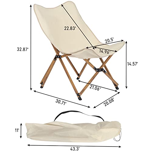 Folding Beach Chair, Outdoor Camping Chair, Portable Stool For Fishing Picnic Bbq, Ultra Light Aluminum Frame With Wood Grain Accent (Khaki) #TOP2