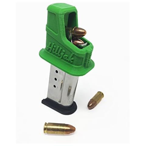 Magazine Speed Loader for Smith & Wesson M&P 9 Shield (1.0, 2.0) 40 Shield, Springfield Armory XD-S XD-E 9mm Single-Stack Magazines, Hilljak Quickie Loader QL9S - Hunter Green Cover
