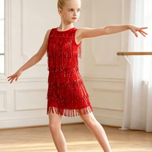 Vestido de recital latino con flecos para clases de baile 3