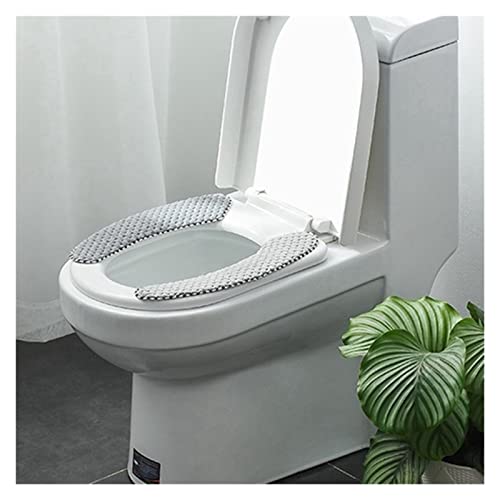 DUNBE Universal-Winter-Toilettensitzbezüge verdicken weiches Toilettensitzkissen Badezimmer Closestool Toilettenunterlage Matte Toilettendeckel Zubehör (Color : Gray)