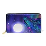 COOSUN Arco Iris del Lobo de Piel Bolso de Embrague Largo Carpeta del Organizador del...