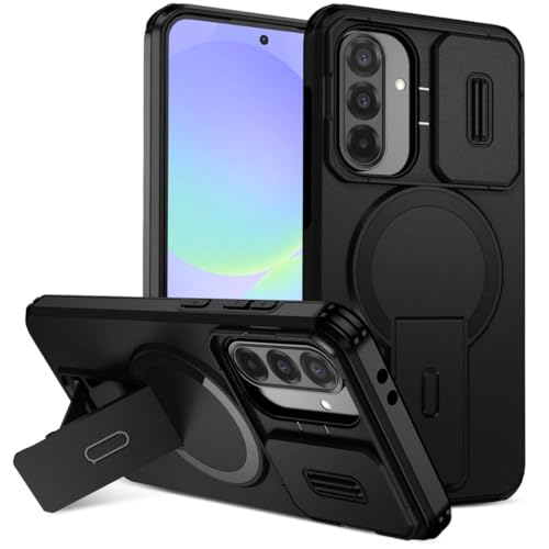 Image of ShieldTech MagStand Series Case for Samsung Galaxy A37 5G, Mobile Phone Cover with Sliding Camera Shield, Mag-Safe, Kickstand, Shockproof for Samsung Galaxy A37 5G - Black