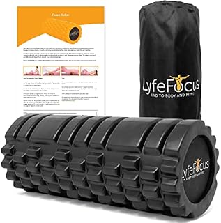 LyfeFocus Premium Trigger Point Foam Roller (Black) - Multi Pressure Point with 3 Unique Moulds for Muscle Tension - Specialist Approved Sports Massage Roller for Deep Tissue Therapy - with Carry Bag