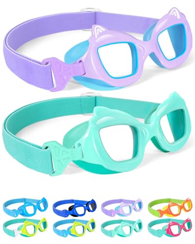 Seago 2 Pack Kids Swimming Goggles for 4-7 3-5 3-6 6-14, Cyan Purple Swim Goggles for Toddler Boys UV Protection No Leak Anti Fog Clear Wide View,...