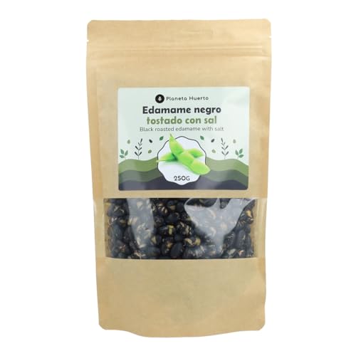 PLANETA HUERTO | Edamame Negro Tostado con Sal Ecológico 250 g – Edamame Negro Snack Crujiente Rico en Proteínas, Fibra y Antioxidantes, Bajo en Grasas Saturadas, Aperitivo Saludable y Natural