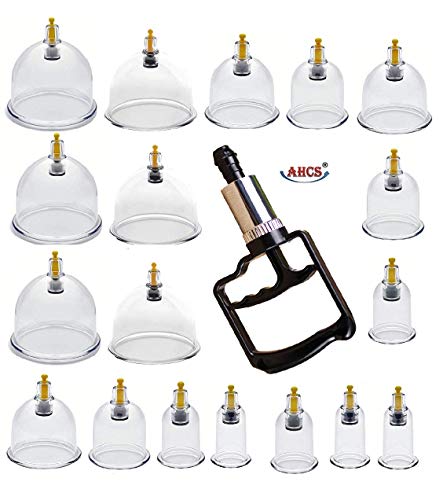 Image of AHCS Hijama Cupping Set With Pump Multi-Size (18 cup) Professional Acupoint Manual Therapy for Body Massage, Sciatica