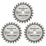 Enventor 3 Pack 3-3/8 Inch (85mm) Mini Circular Saw Blade for Mini Circular Saw, 24T Saw Blade Arbor Size 2/5-inch (10mm) for Wood, Plastic Cutting