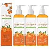 Gel De Ducha De Caqui - 3×120 Ml Jabón Natural De Caqui Con A-ceite De Coco Para Eliminar Olores Fuertes, Limpieza Profunda E Hidratación Para Mujeres, Hombres Y Personas Mayores