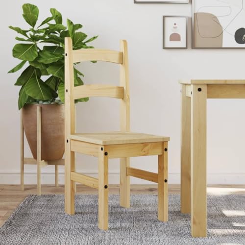 YuuSsea Juego de 2 sillas de comedor de madera de pino maciza, 40 x 46 x 99 cm, acabado de cera de miel, para comedor, cocina y sala de estar, duraderas