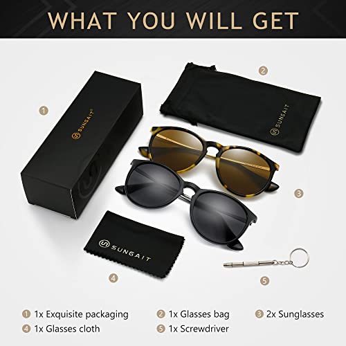 Image of SUNGAIT Premium Vintage Round Sunglasses for Women Men Classic Retro Trendy Style