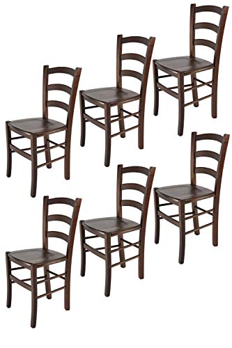 T M C S Tommychairs - Set 6 Sillas Venice Para Cocina Y Comedor, Estructura En Madera De Haya Color Nuez Y Asiento En Madera T M C S Tommychairs - Set 6 Sillas Venice Para Cocina Y Comedor, Estructura En Madera De Haya Color Nuez Y Asiento En Madera
