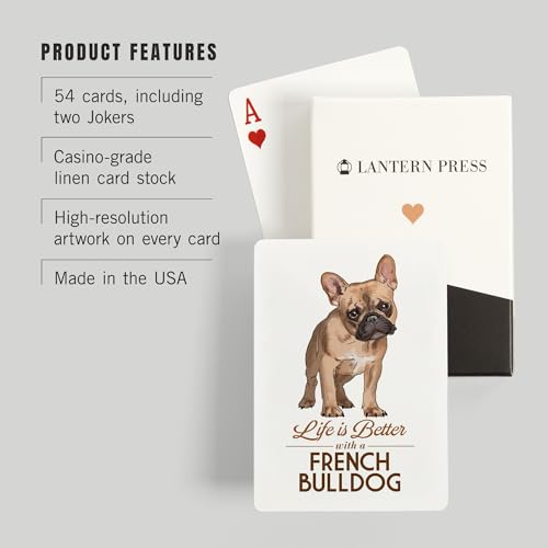 Baraja de Poker French Bulldog, 52 cartas, diseño tan miniatura 3