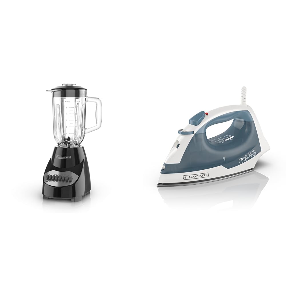 Licuadora de encimera BLACK DECKER de 10 velocidades, plancha compacta Easy Steam de 6 tazas con SmartSteam