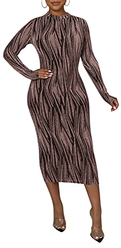 Image of Women's Sexy Long Sleeve Sparkly Maxi Dress V Neck High Slit Wrap Formal Gown Cocktail Glitter Maxi Long Dresses