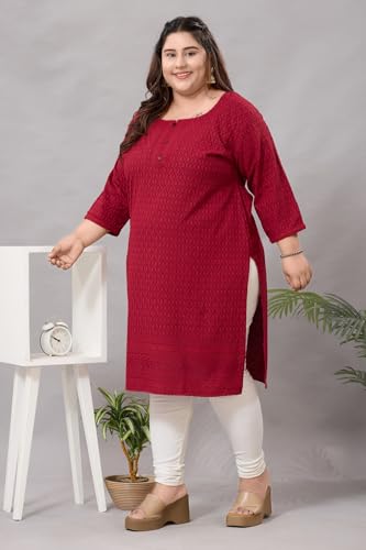 Image of DREAM & DZIRE Chikankari Kurti for Women of Cotton in Plus Size & Small Size.