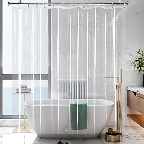 Yisure Extra Long Shower Curtain Liner, Plastic Shower Curtain Liner 84 Inches Long, Clear Peva Vinyl Waterproof Bathroom Longer Shower Curtain Sets With 3 Heavy Magnets 70X84In #TOP2