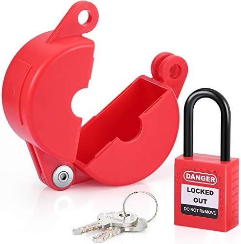 Valve Lockout and Safety Padlock Combination Oil Gas Valve Lock Natural Gas Valve for Chemical Industry, 1-2.5 inch, Red (1)