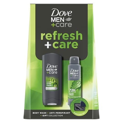 Dove Men+Care Refresh+Care Duo & Manicure Gift Set body wash, anti-perspirant, tweezers and nail clippers perfect gifts for him 2 piece
