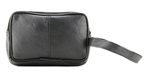 Bacci L.i Lambskin Double Zip Coin Purse, Zippered Coin Purse, Soft Leather Gift For Men, Travel Pouch For Guys, Bag Storage And Organization (Black Leather) #TOP1