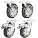 Nisorpa 8 inch Caster Wheels Heavy Duty 4 Pack Anti-Skid Rubber Swivel Caster Mute with 360 Degree Ball Bearing Castors Top Plate 2PCS Locking Swivel Casters 2PCS Without Brake Lock