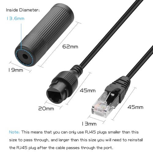 Cable Ethernet impermeable RJ45 macho a hembra 1m miniatura 6
