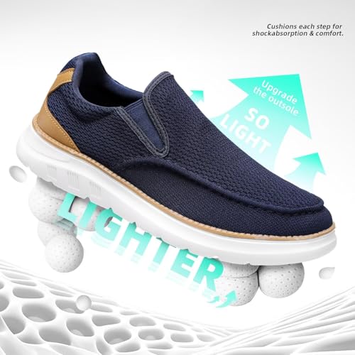 Image of Mens Boat Loafers Slip-on Casual Mesh Walking Shoes Business Oxfords Sneakers Work Lightweight Comfortable Soft Sole