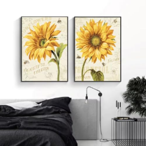 Art mural fleurs tournesol pour habiller un mur vide deco salon 20x30