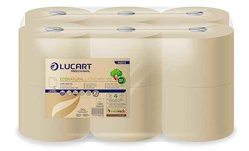 Lucart EcoNatural L-One Mini 180 papier toilette 12 rouleaux distribution feuille a feuille