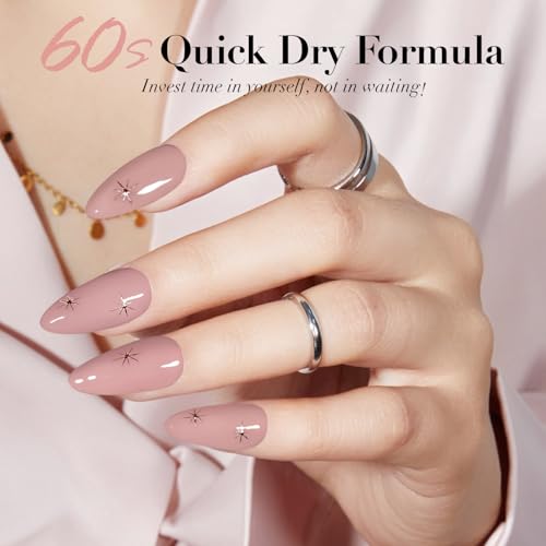 Image of AZUREBEAUTY Nude Pink Nail Polish 18ML | Quick Dry, Long-Lasting, Natural Glossy Finish for DIY Manicure & Nail Art, Salon Quality for Women