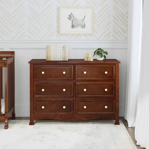 Image of DaVinci Kalani 6-Drawer Baby Dresser for Nursery - Wooden Double Chest of Drawers for Kids, Boys and Girls - Multi-Purpose Storage Espresso Dresser for Bedroom, Living Room & Hallway, Easy to Assemble