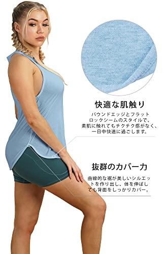 icyzone タンクトップ 緩い レーヨン アクティブシャツ 通気