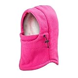 Kids Winter Windproof Hat Unisex Children Balaclava with Thick Warm Fleece Cap for Kid Pink