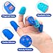 Pndeyo 20pcs Rubber Finger Tip Guard, 5 Sizes Finger Grips Protector for Sorting Paper, Rubber Fingertip Cover Cap for Sewing Carving Cutting Painting Guitar Playing- Light Blue & Dark Blue